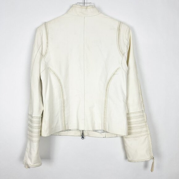 Cigno Nero Jacket Women's EU 40 | US 6 (S) Ivory Leather Moto Biker Buttery Soft - Picture 14 of 15